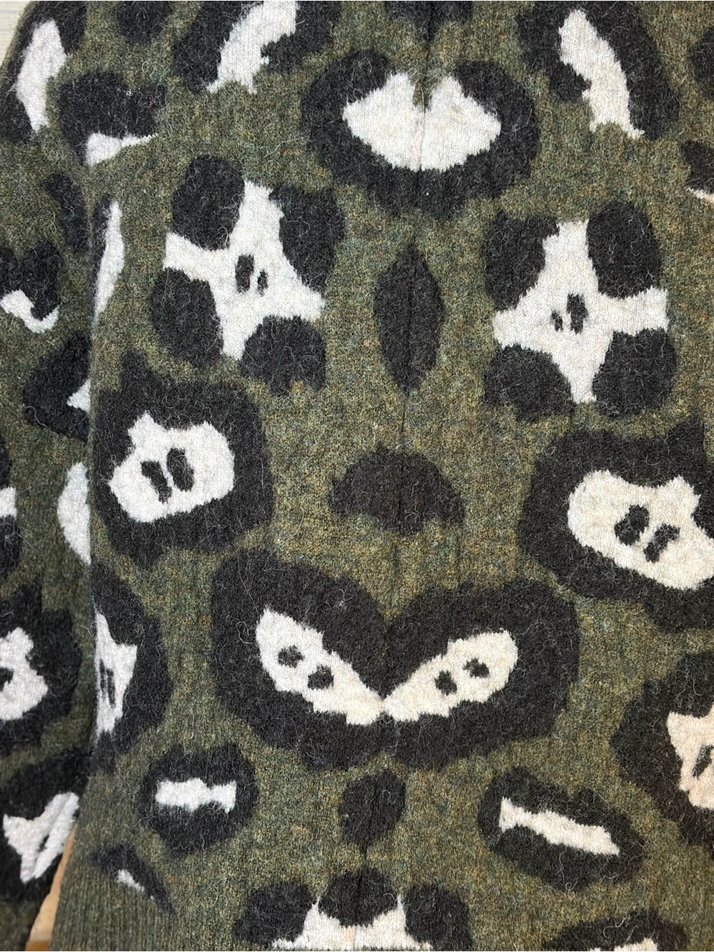Zadig & Voltaire Taliah Leopard 1/4 Zip Sweater Green Wool Alpaca Blend Sz XS/S - Picture 5 of 5